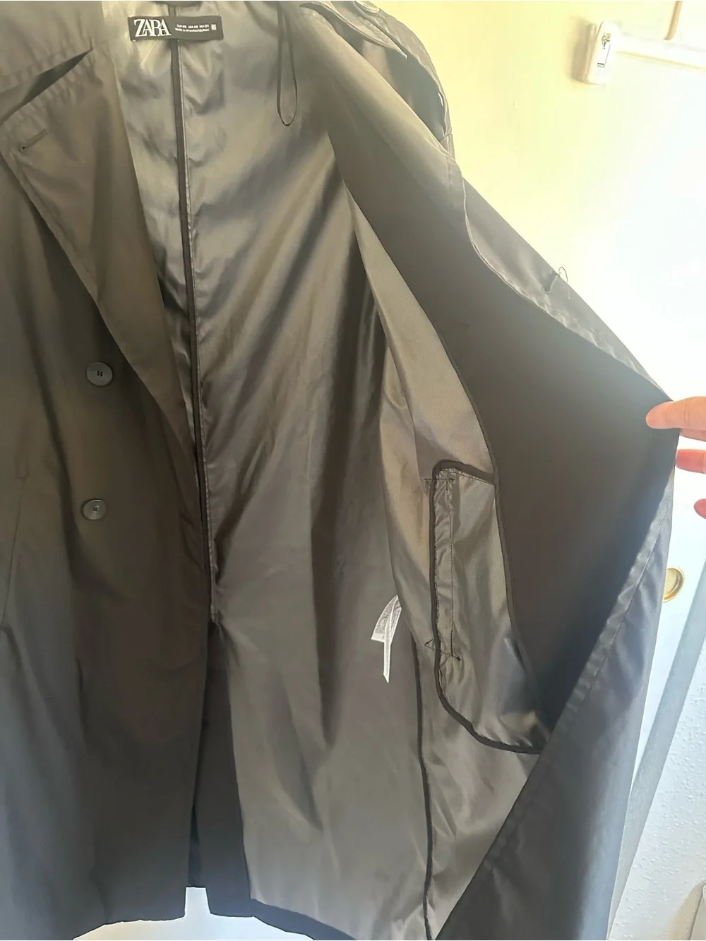 ZARA Black Double-Breasted Trench Coat